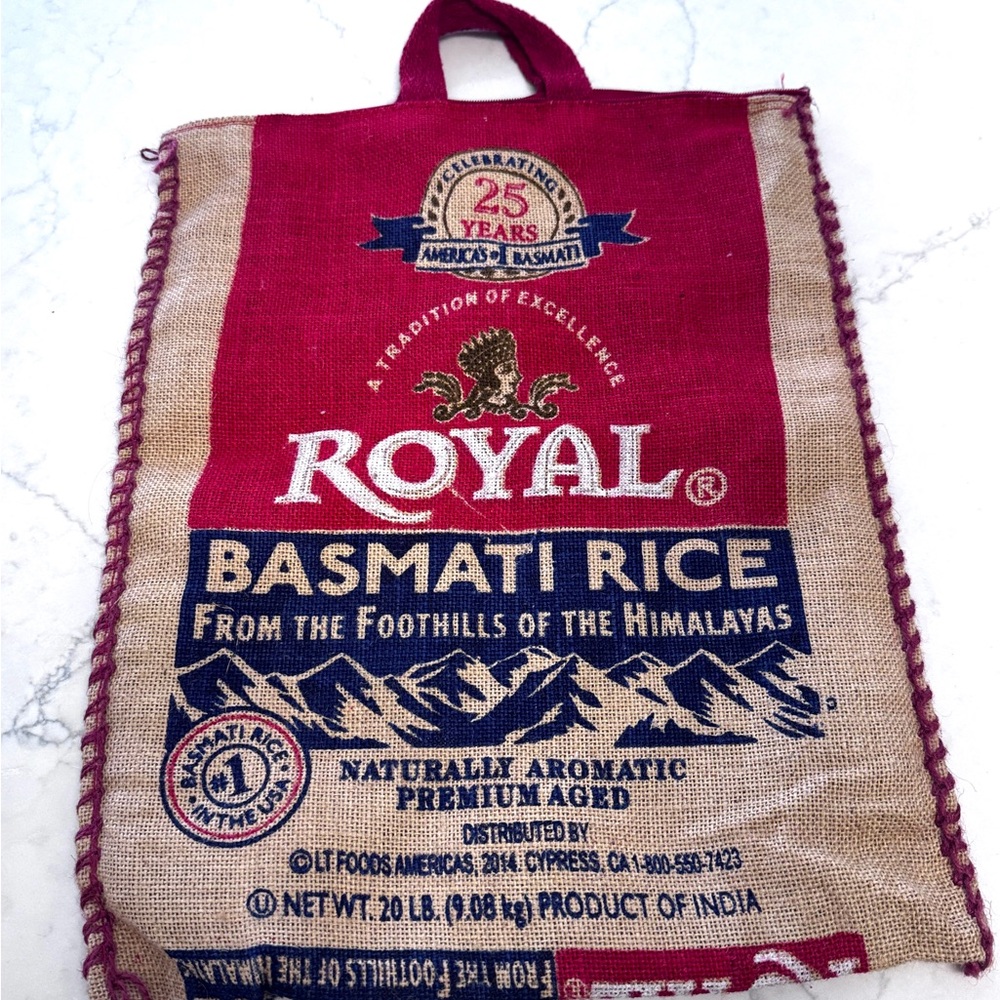 Royal Basmati Rice Empty Burlap Bag 18”x14”